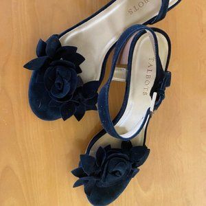 EUC Talbots Leather Ankle Strap Heel Sandals Black Sz 8M